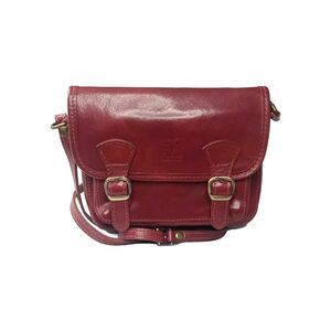 Florence Italian Leather Crossbody Bag Maroon Red Shoulder Bag Made In Italy